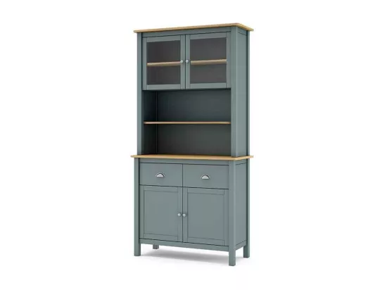 Vaisselier 4 portes et 2 tiroirs Vert de Gris/Bois - VOLCAN