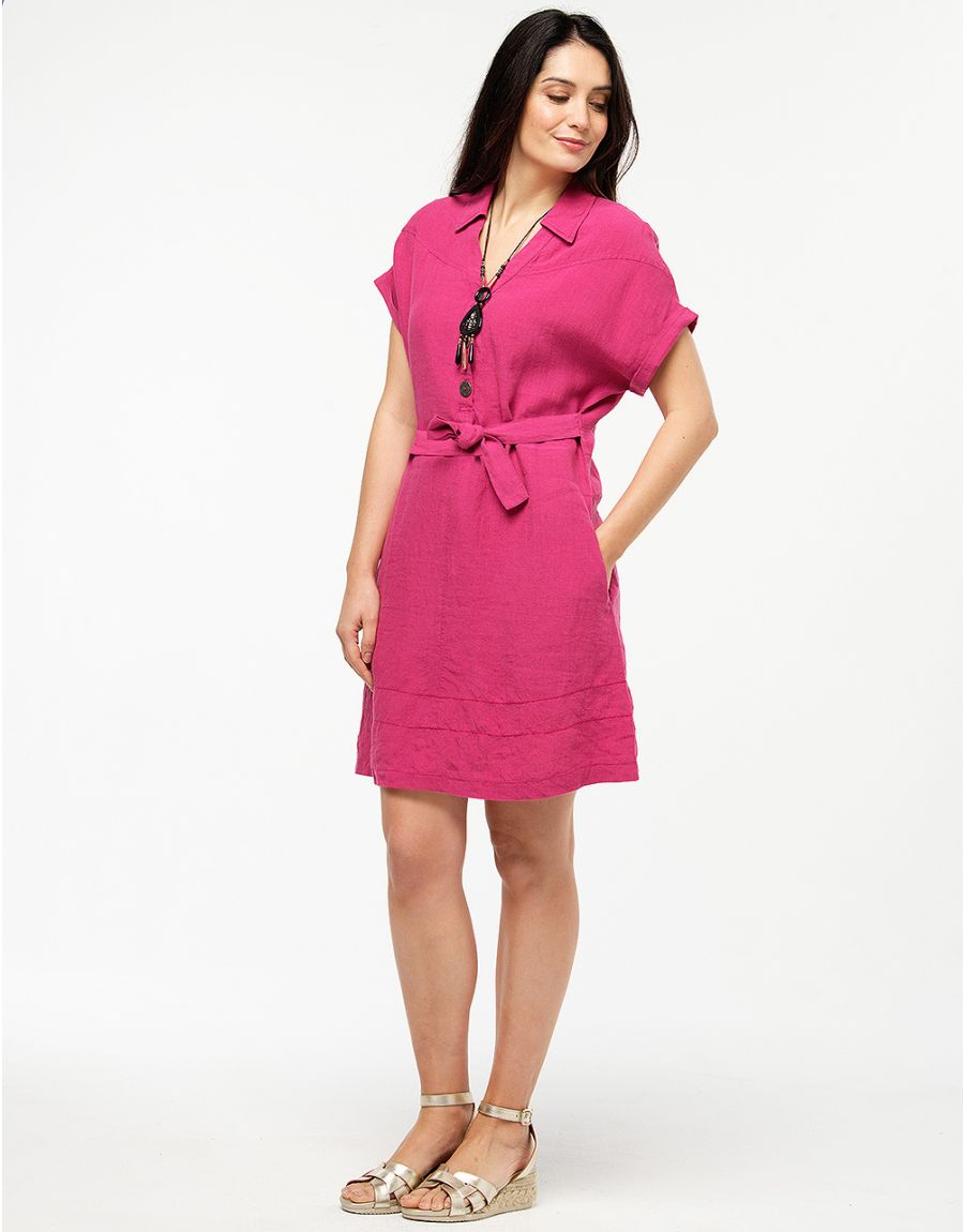 Robe fuchsia 100% lin