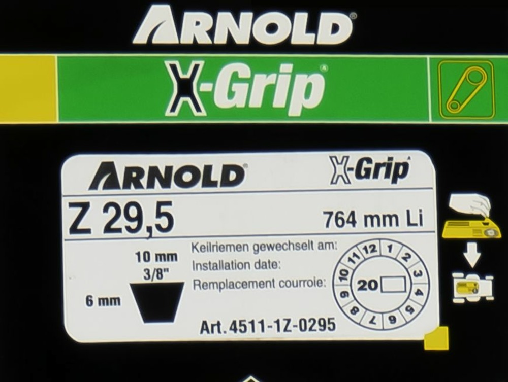 Courroie trapézoïdale x-grip v de type z 29,5