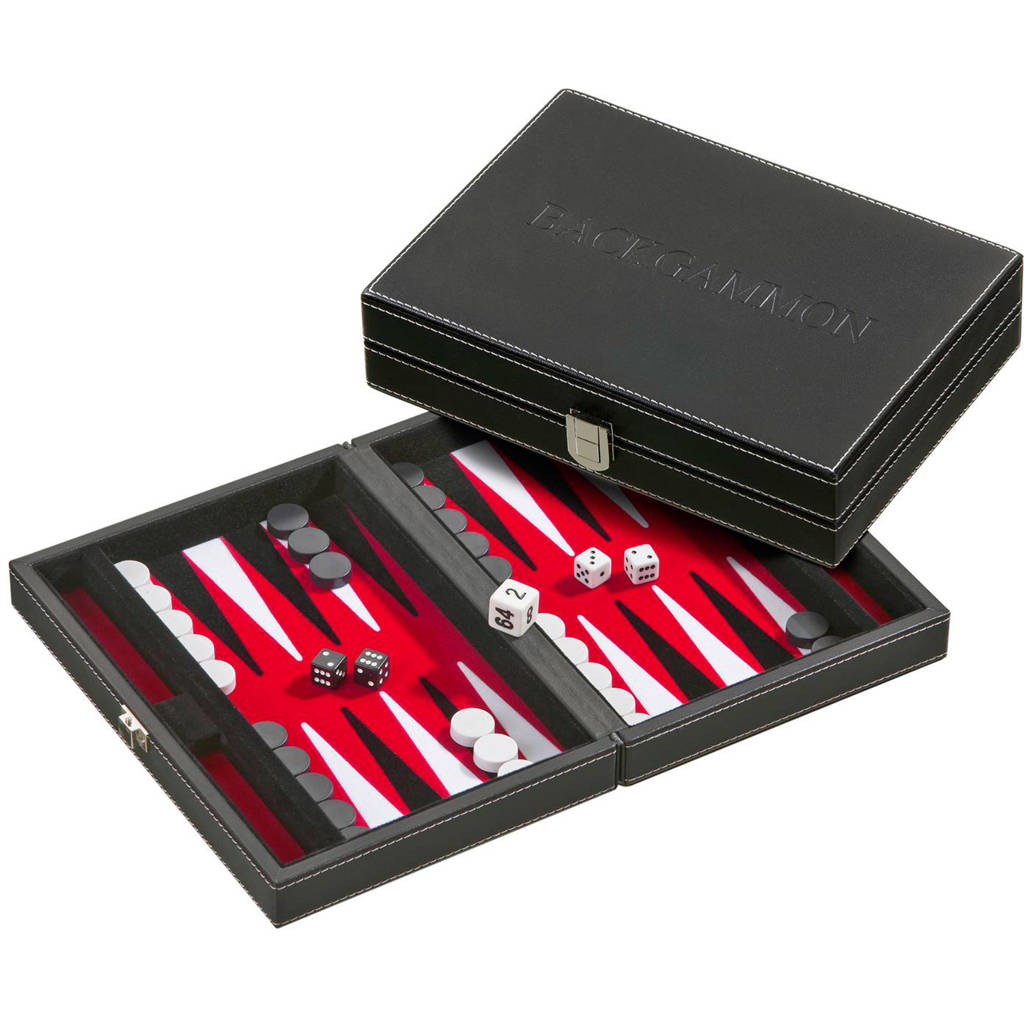 Backgammon Tinos klein rood 23x16.5cm Backgammon Tinos rood klein (23x16.5 cm)