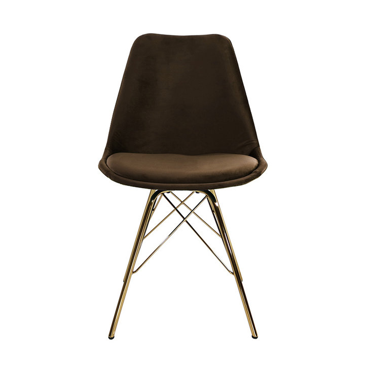 Stoel Velvet Koffiebruin - Goud frame