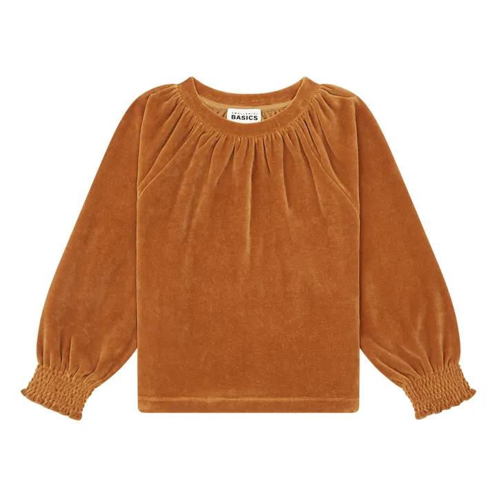 SMALLABLE BASICS Sweat Fille Col Rond en Velours | Noisette