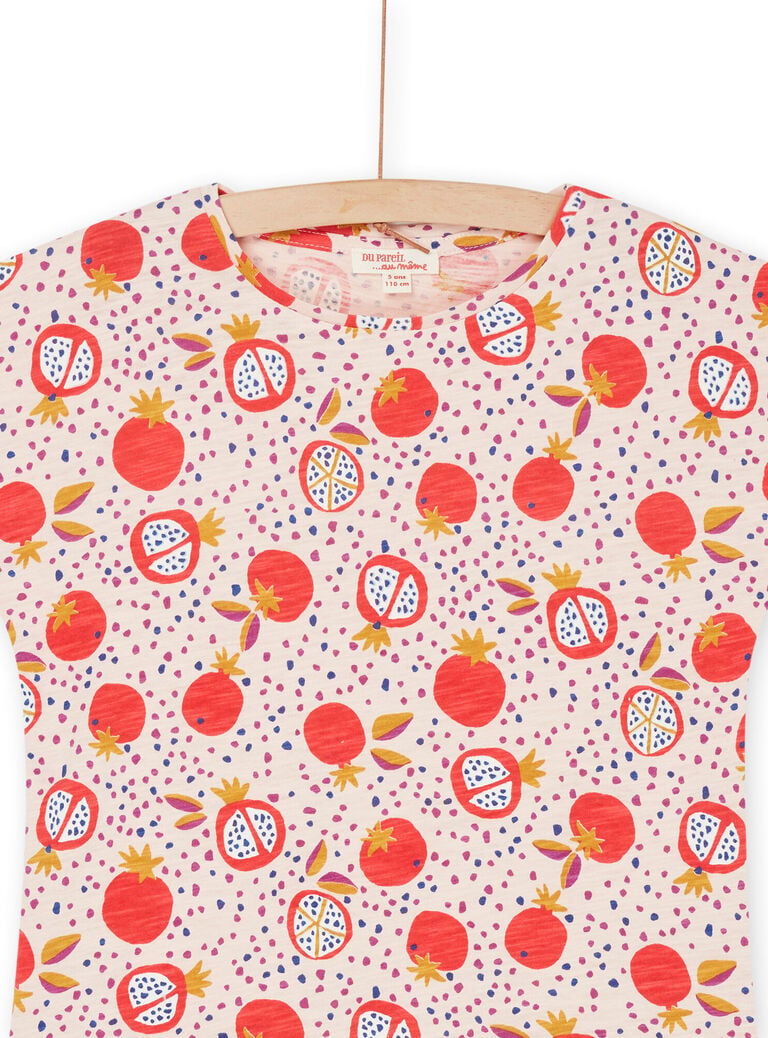 T-shirt rose poudré à imprimé fruits et pois