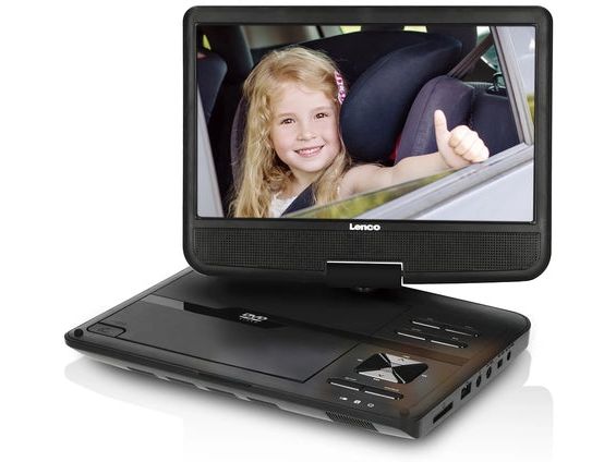 Lenco Portabler Dual DVD Player DVP-1046BK Zwei tragbare 10-Zoll-DVD-Player mit aufladbarem Akku