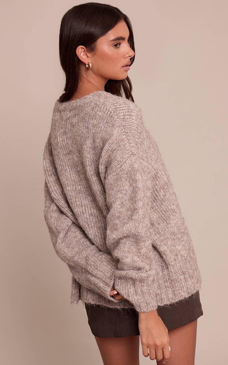 Taupe Synthétiquell Oversize À Détails Côtelés