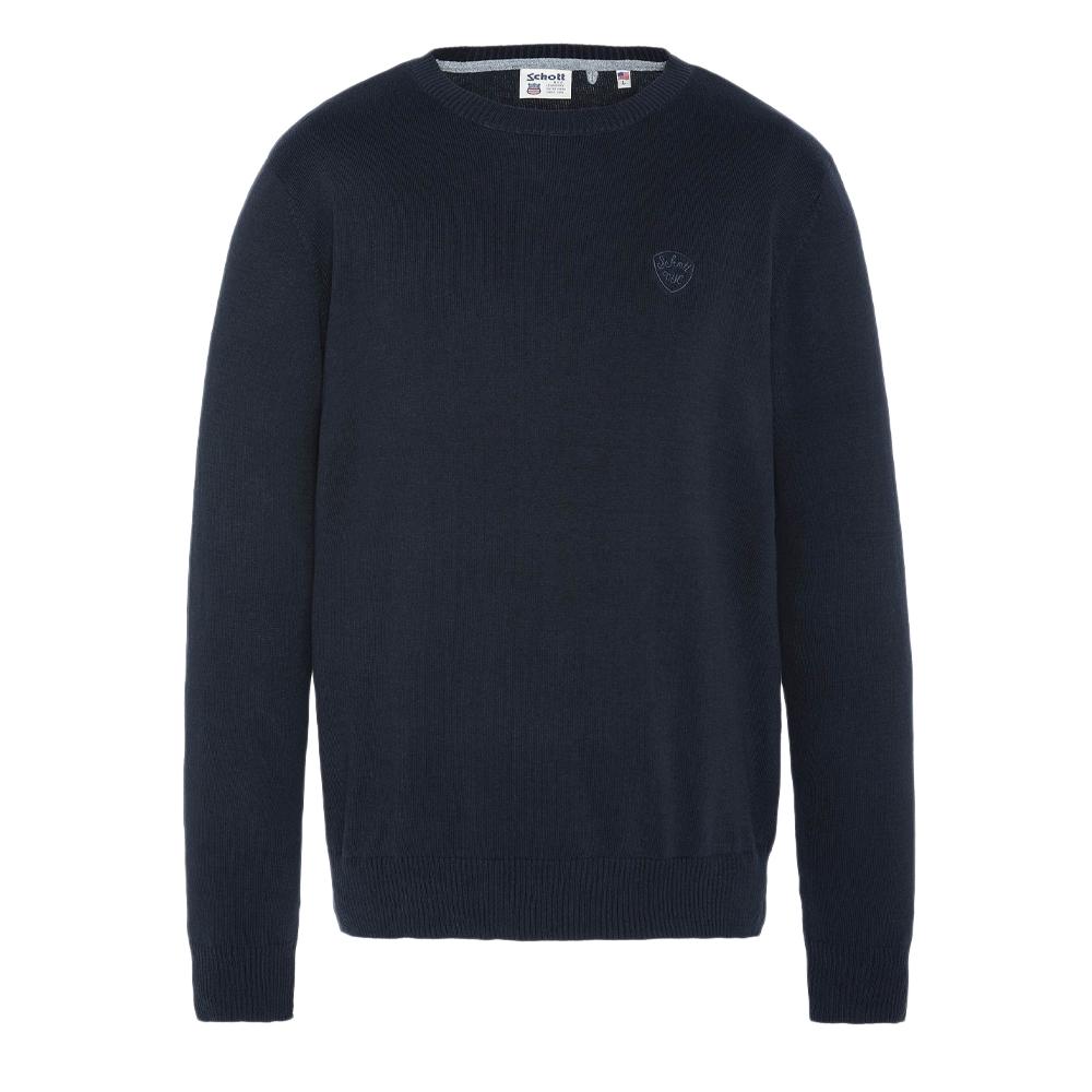 Schott Pull Marine Homme Schott Basic Fin Ras