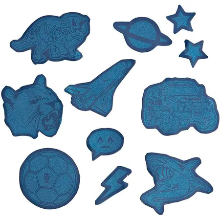 Step by Step Sticker-Set, blau, reflektierend, 11 Sticker