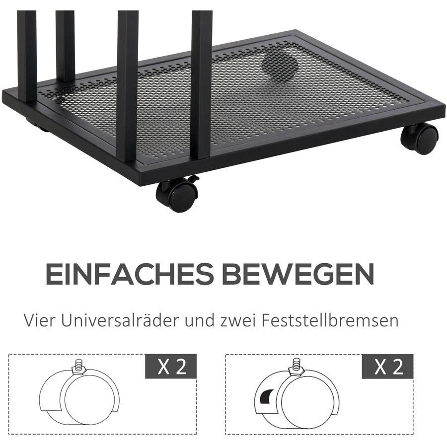 HOMCOM Rollbarer Beistelltisch in C-Form schwarz
