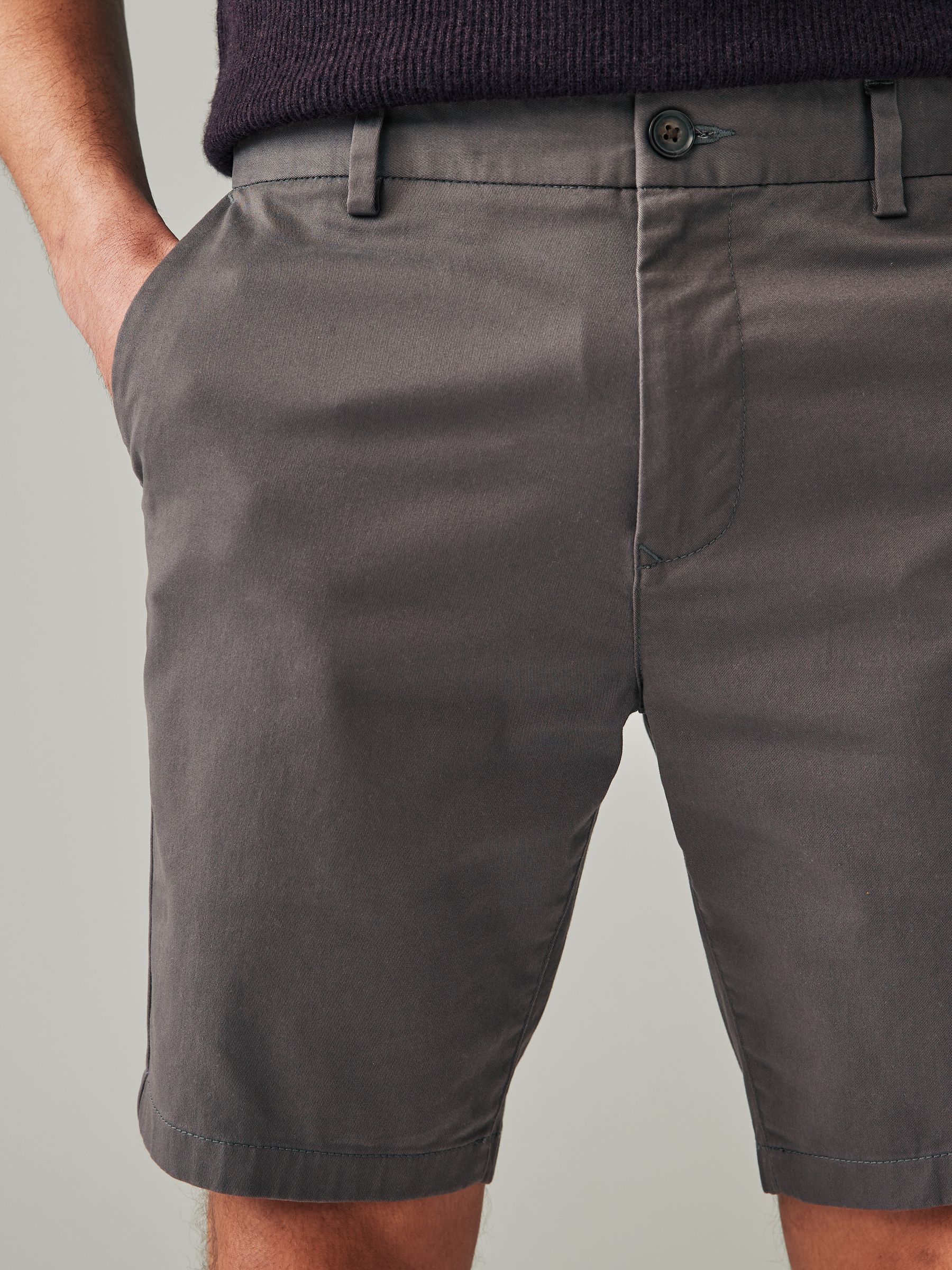 Marineblauw/antraciet - Strakke Pasvorm - Set van 2 chinoshorts met stretch