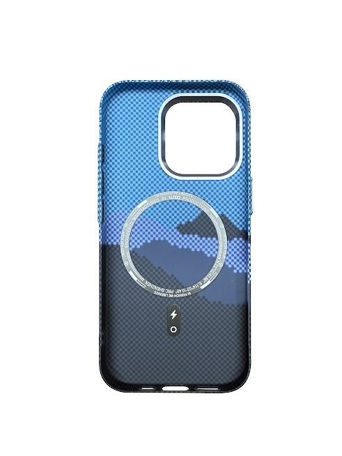 iPhone 16 Pro MagSafe Hardcase Hülle im Carbon Look - Blau