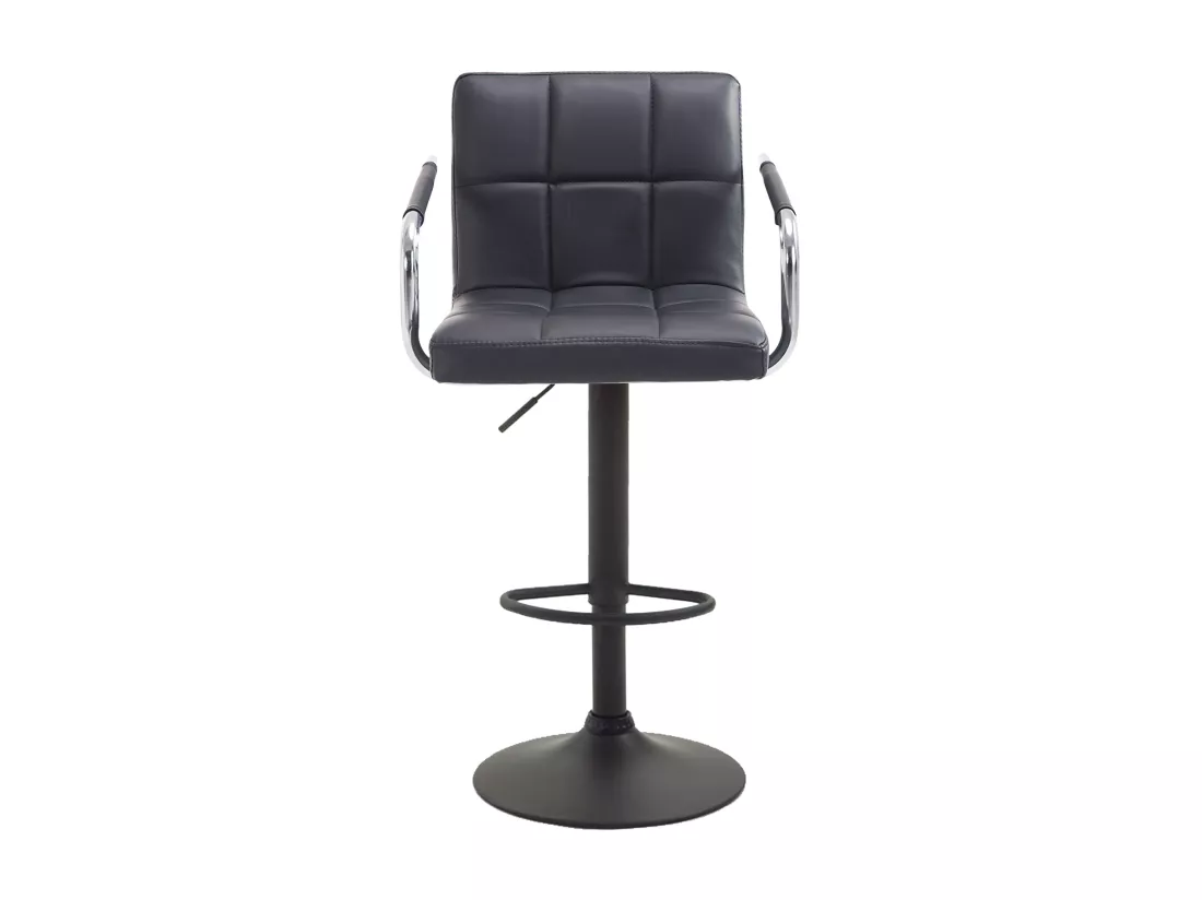 Lot de 2 Tabourets de bar - Similicuir & Métal - Noir - Lucy V2
