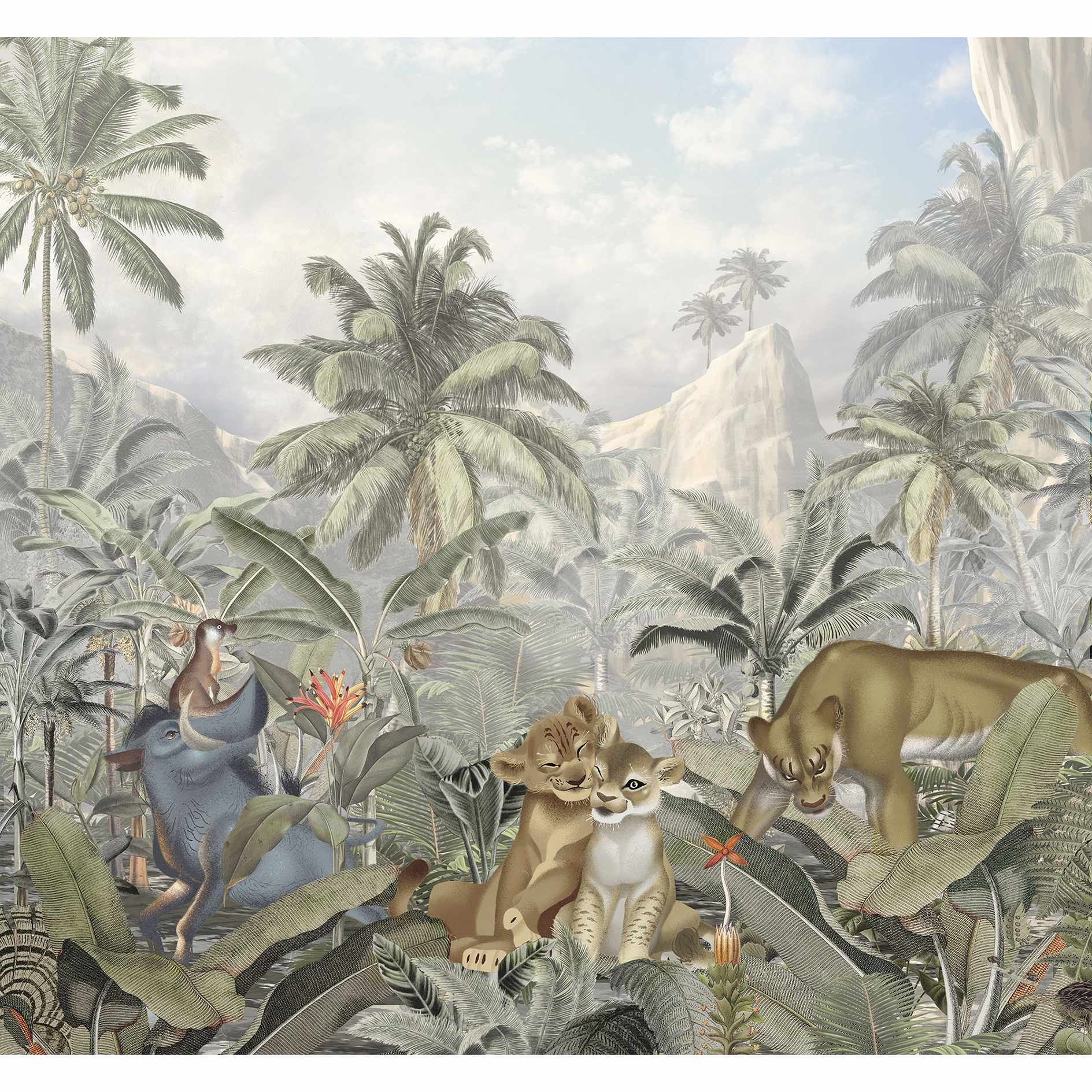 Vlies-Fototapete LION KING HILLS - 300x280 cm