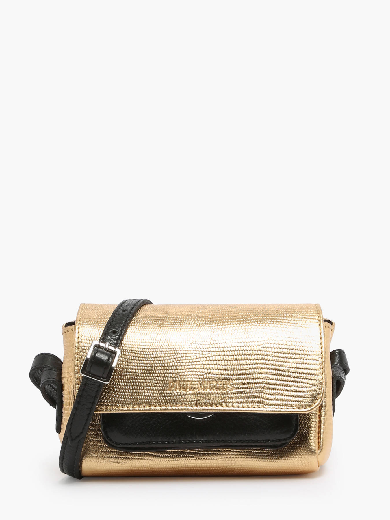 Sac bandoulire Diane XS Noir Or cuir PAUL MARIUS