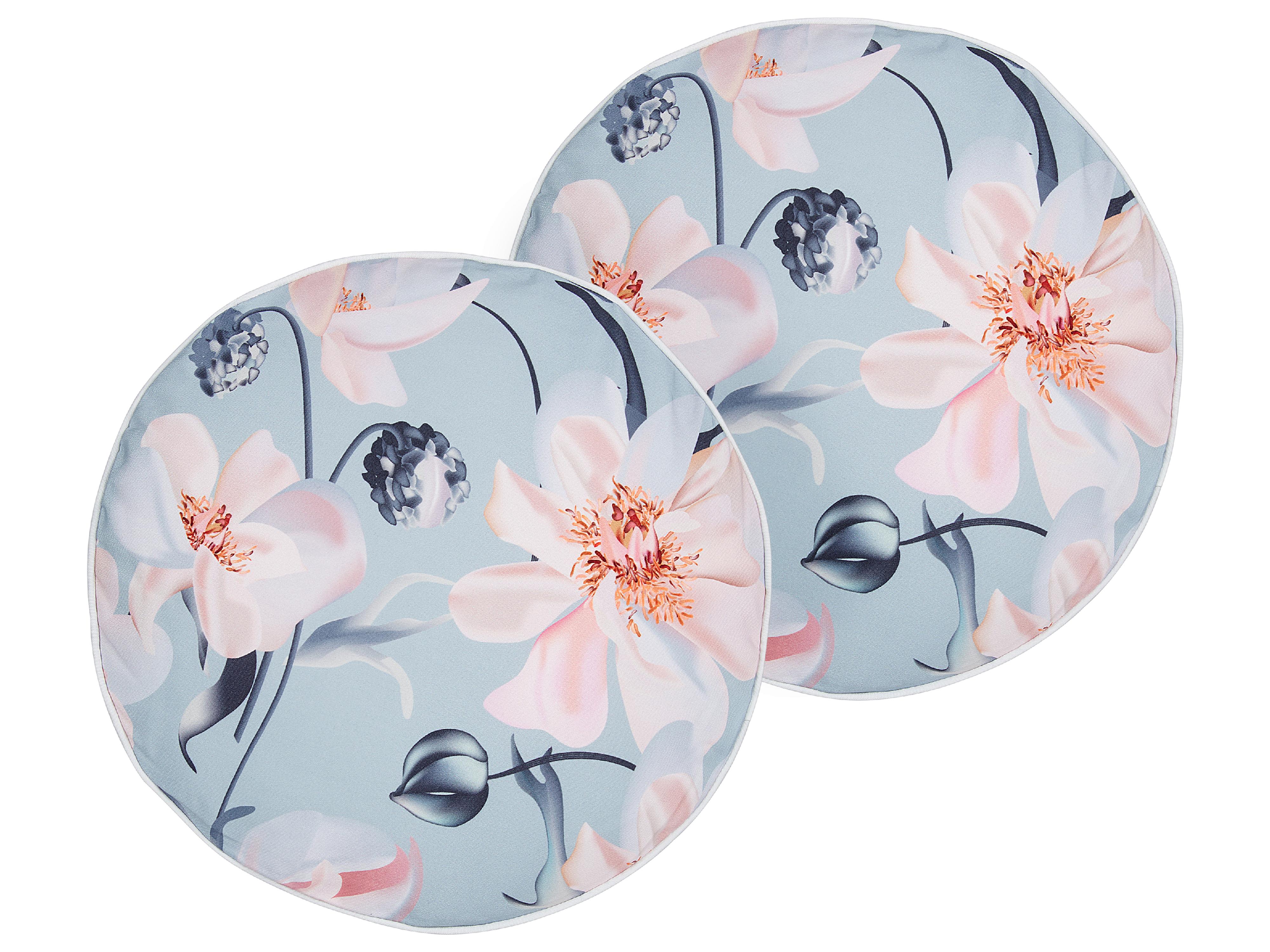 Set van 2 tuinkussens APRICALE bloempatroon 40 x 40 cm Blauw