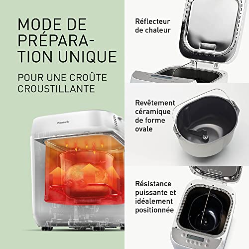 Panasonic SD ZP2000WXE Machine à Pain Artisanale Crusty Loaf, Cuisson sans Gluten, Double Capteur de Température, 18 Programmes Automatiques, Blanc : Cuisine et Maison