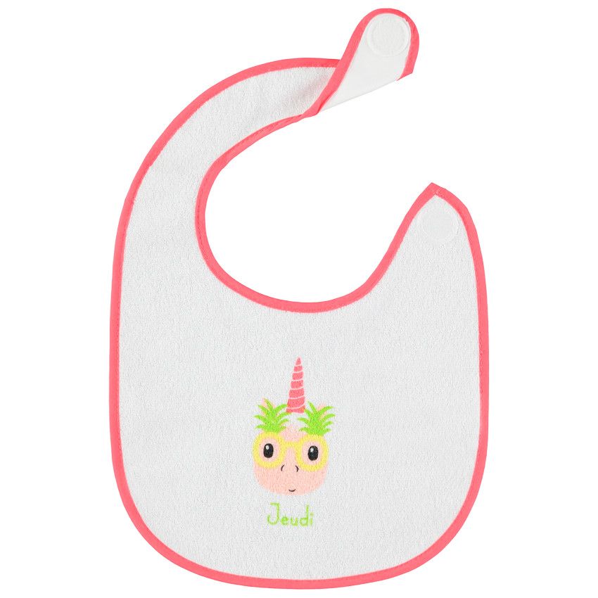 Lot de 7 bavoirs en éponge motif licorne - Blanc