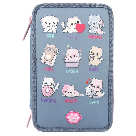 Depesche TOPModel 3-Fach Federtasche LED Katzen Stimmungsbarometer