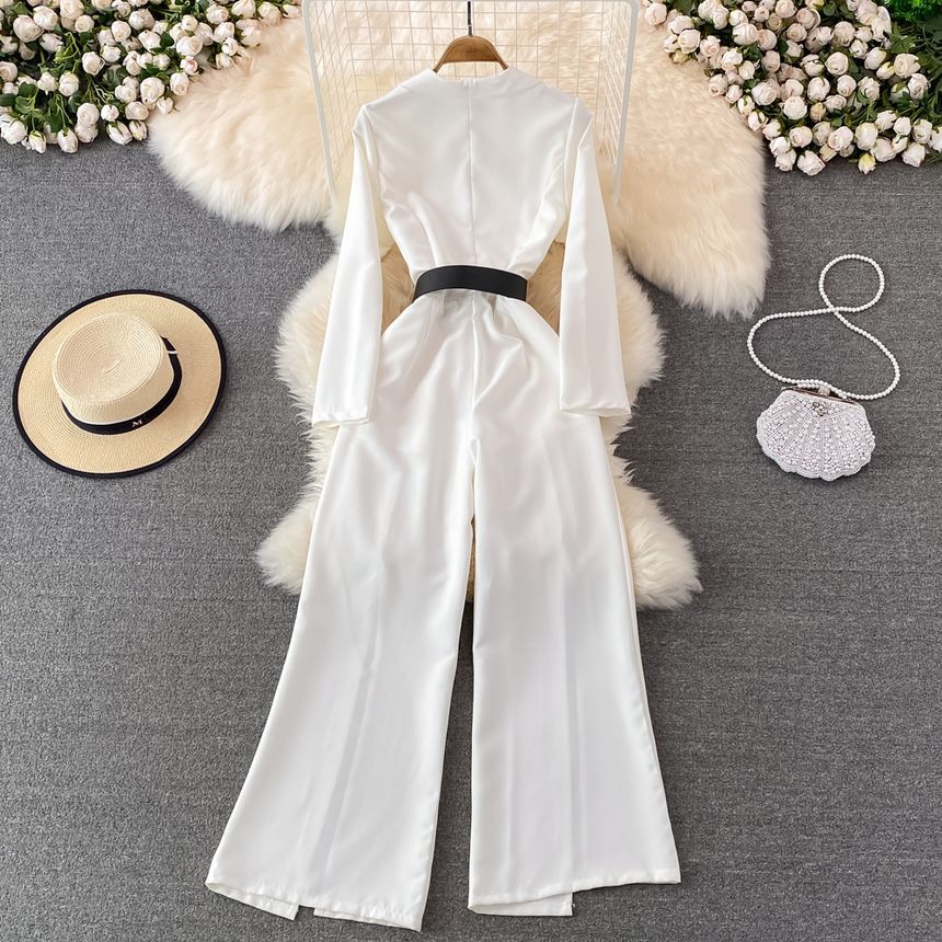 Yearnin - Jumpsuit met lange mouwen en dubbele rij knopen