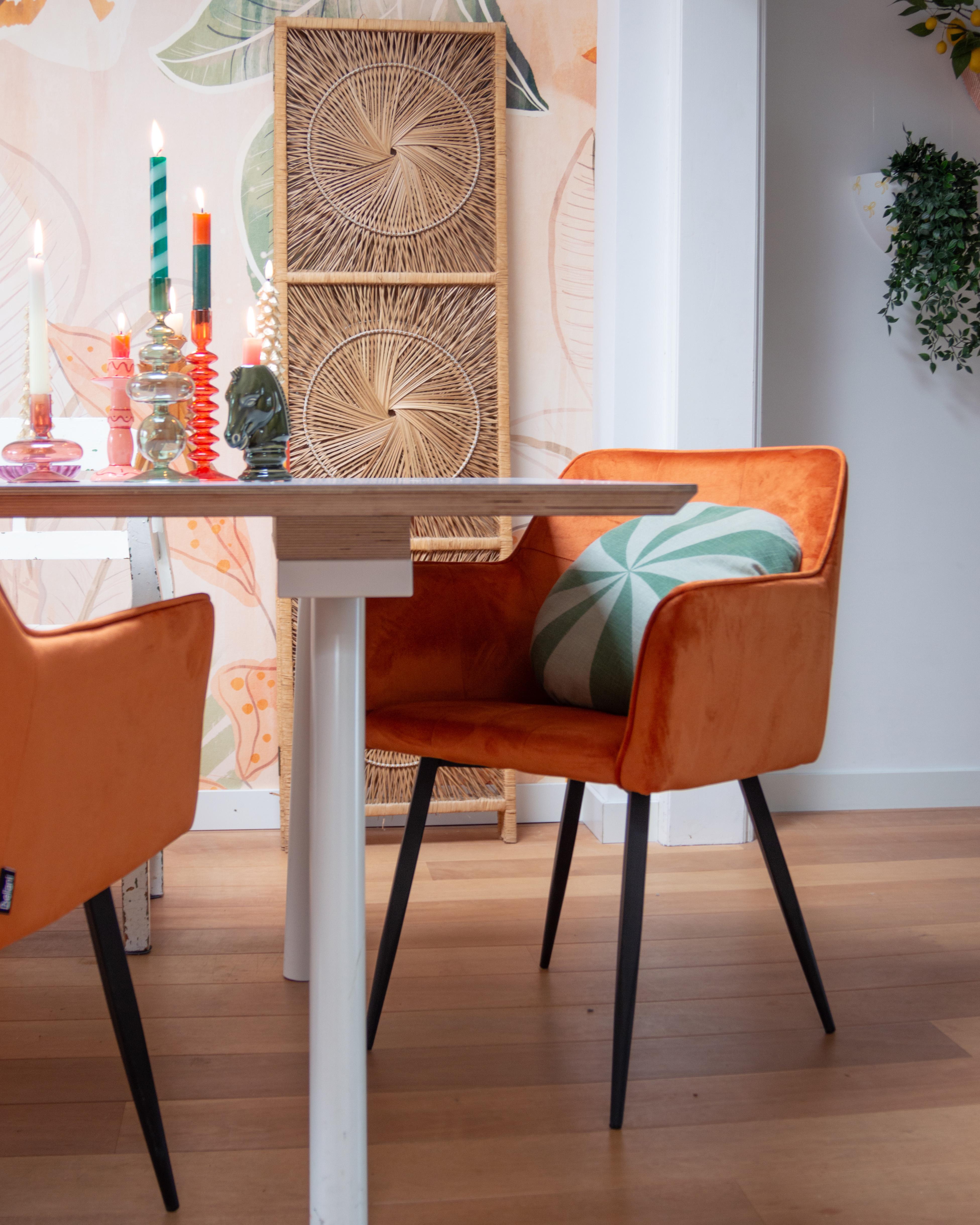 Set van 2 eetkamerstoelen JASMIN Fluweel Oranje