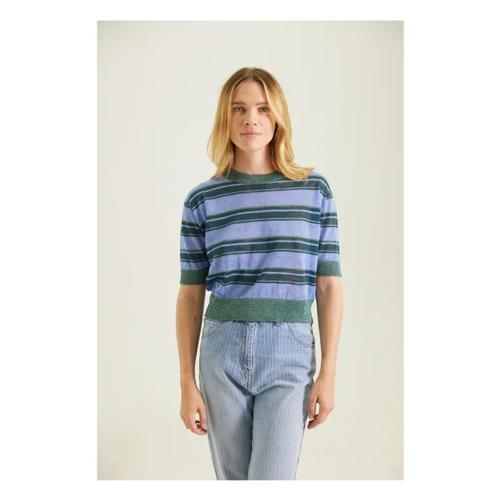 Tinsels Top Maille Adèle Lin | Bleu