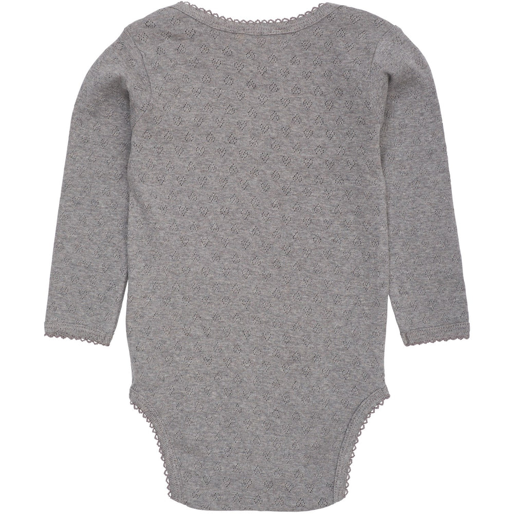 Køb COPENHAGEN COLORS Grey Mel. Pointelle Heart Lapneck Body Ls