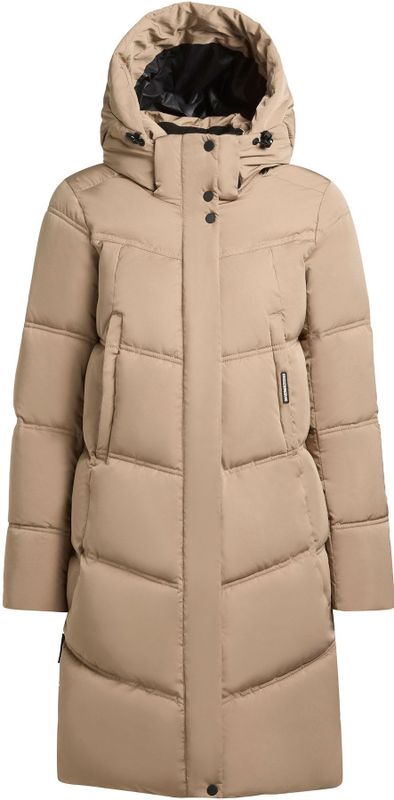 khujo - Graya2 - Gewatteerde Jas - Beige - Afneembare Capuchon