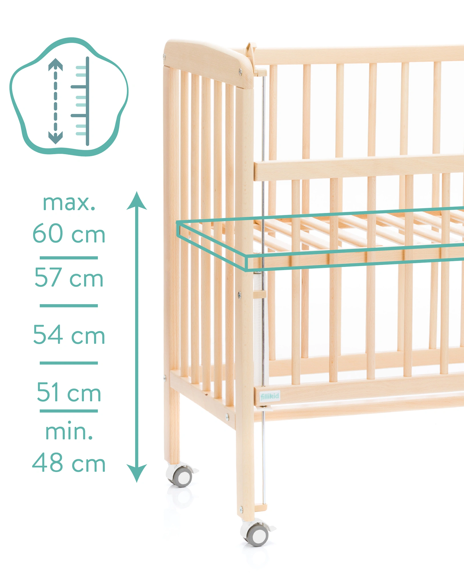 Beistellbett NINO (90x45) in natur