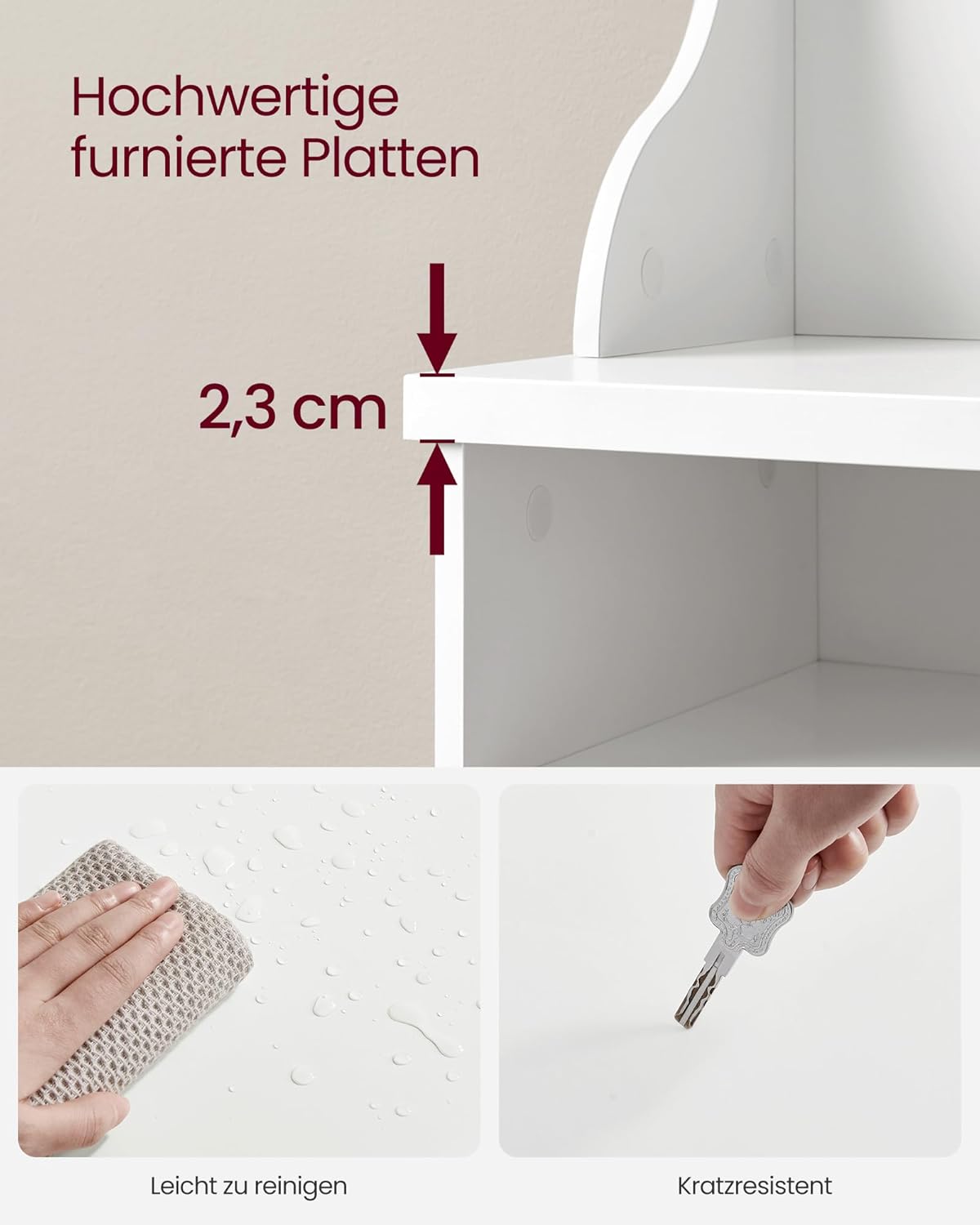 VASAGLE Garderobenständer mit Schuhbank, Garderobe, Schuhaufbewahrung, 5 Dreifach-Haken, freistehend, platzsparend, für Eingangsbereich, Flur, verstellbare Regalebenen, wolkenweiß HSR404T10