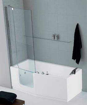 Novellini Iris Combi kunststof bad acryl links m. deur en m. 2 panelen 180x75/85x62cm m. frame wit