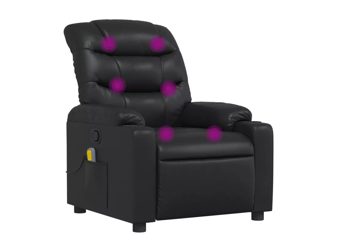 Fauteuil massant inclinable Noir Similicuir