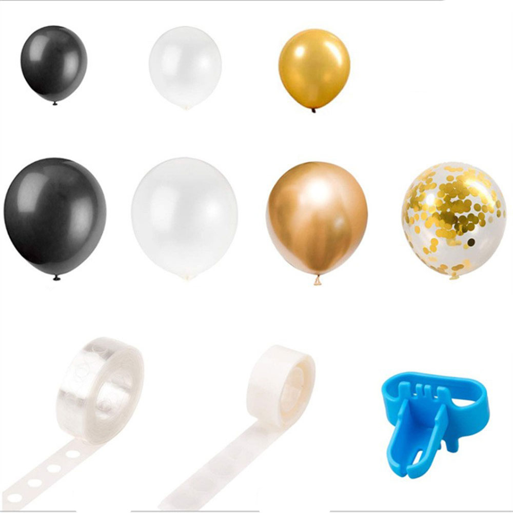 (123-tlg. Set) Party Ballons Luftballons mit Konfetti - Schwarz / Gold