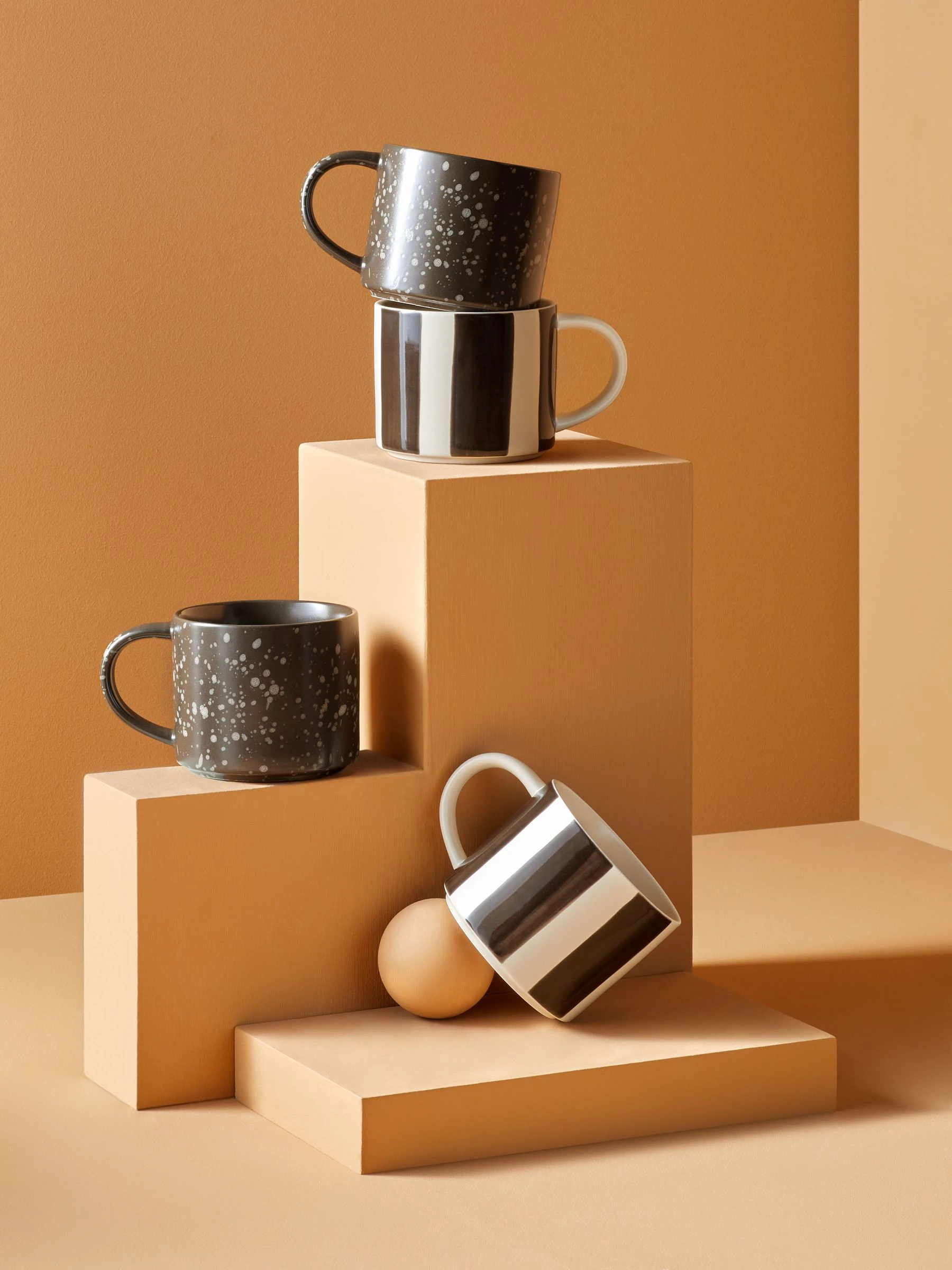 MADE.COM Set of 4 Jovi Hand Painted Stacking Mugs