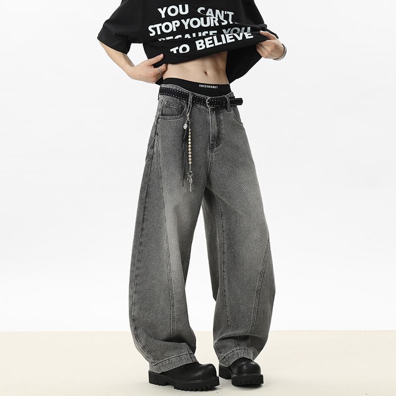 VEAZ - Gewassen ballonjeans met hoge taille