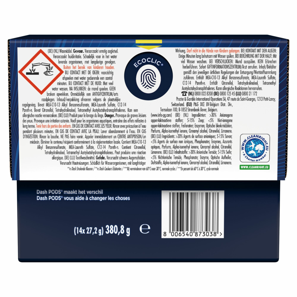 Dash Wascapsules Platinum Pods+ Kleur14 stuks