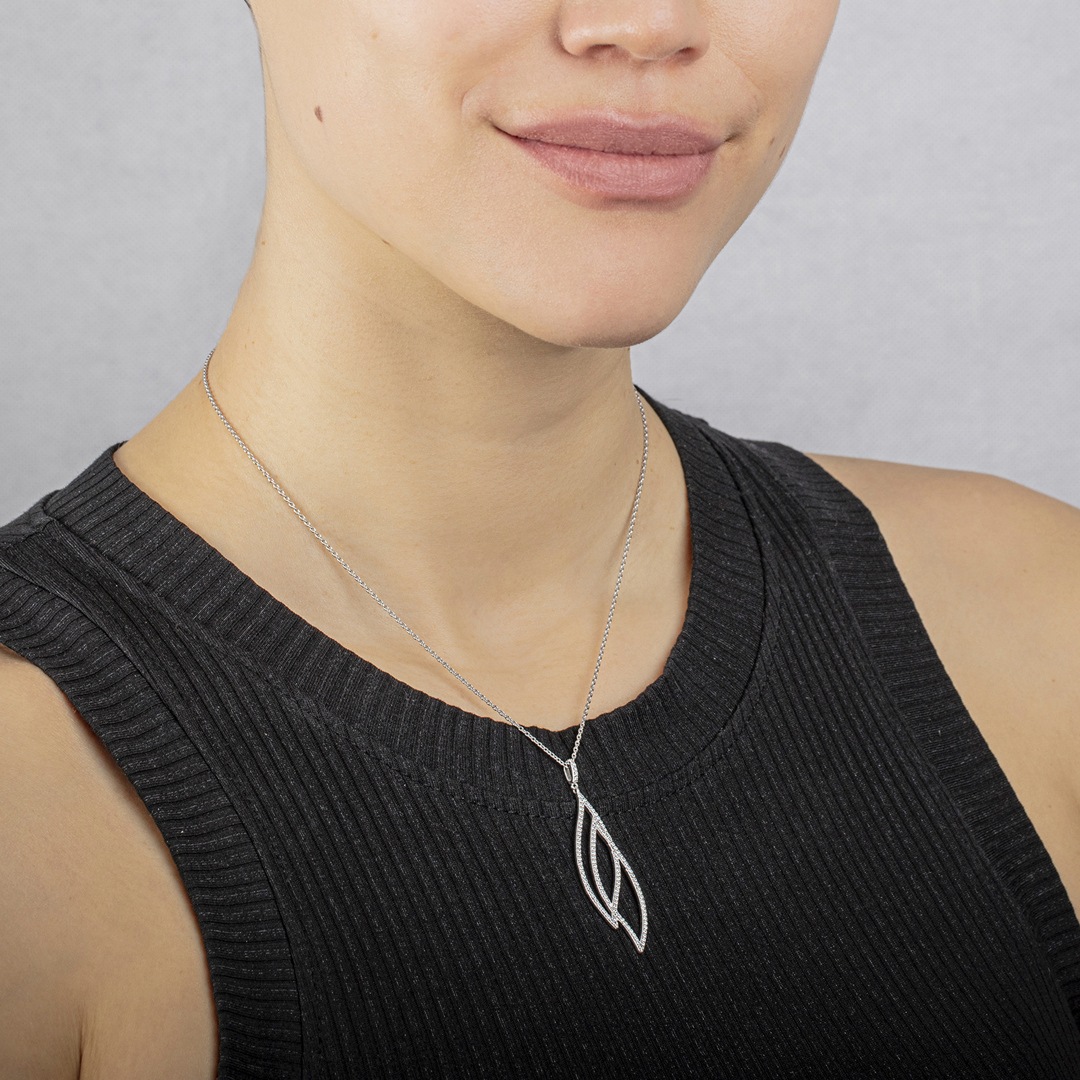 Collier 925 Silber rhodiniert Fantasie mit Zirkonia 43cm