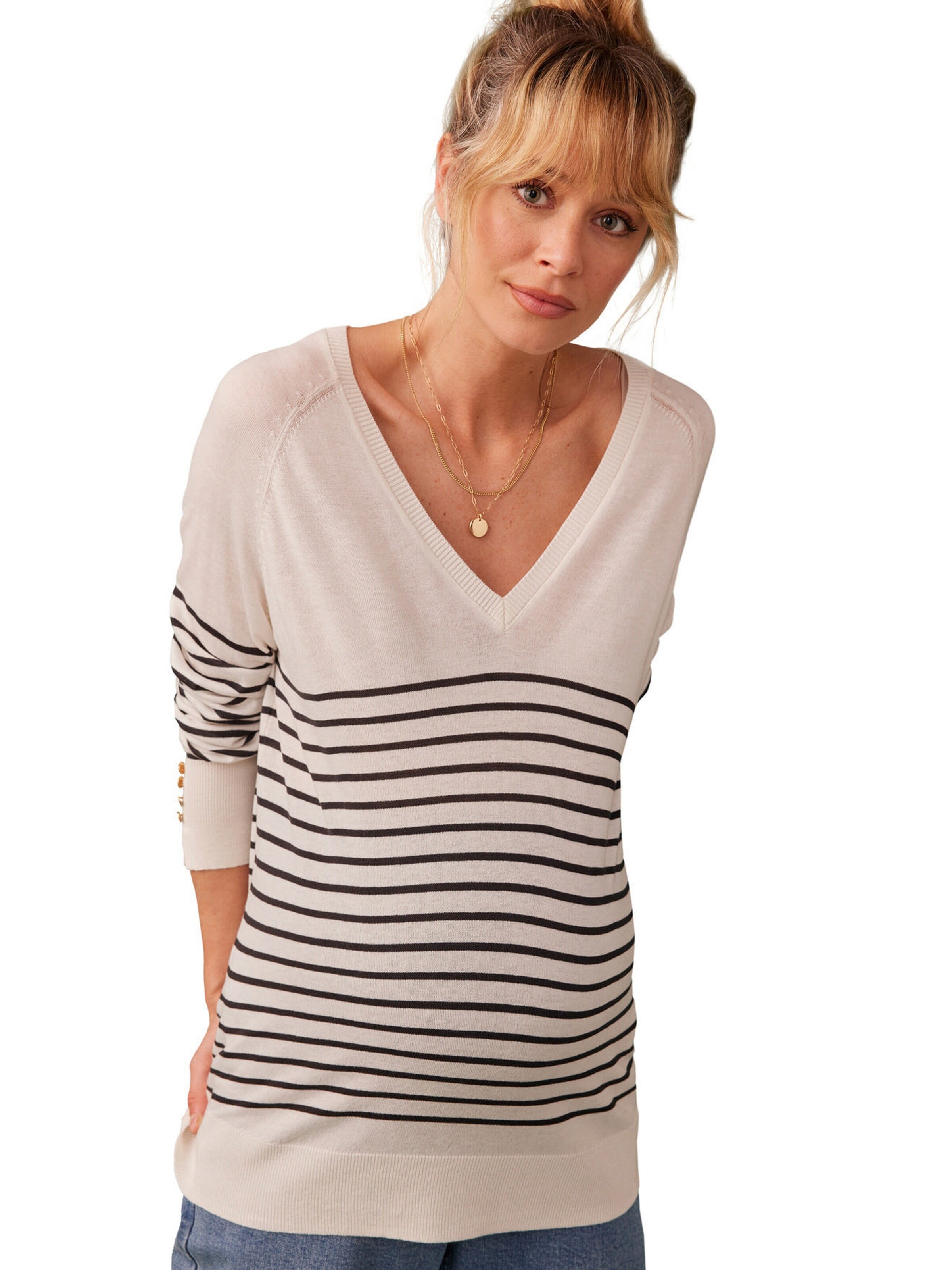 Envie de Fraise Umstands-Pullover aus Feinstrick weiß