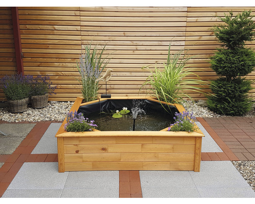 Verhoogde vijver, minivijver, verhoogd bed promadino met 4 zijbeplantingszones 550 l 144 x 144 x 40 cm