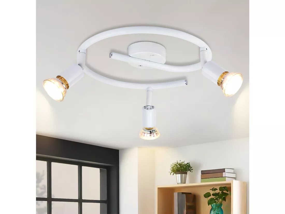 NETTLIFE Spot de plafond LED orientable GU10 3 spots de plafond flamme salon industriel