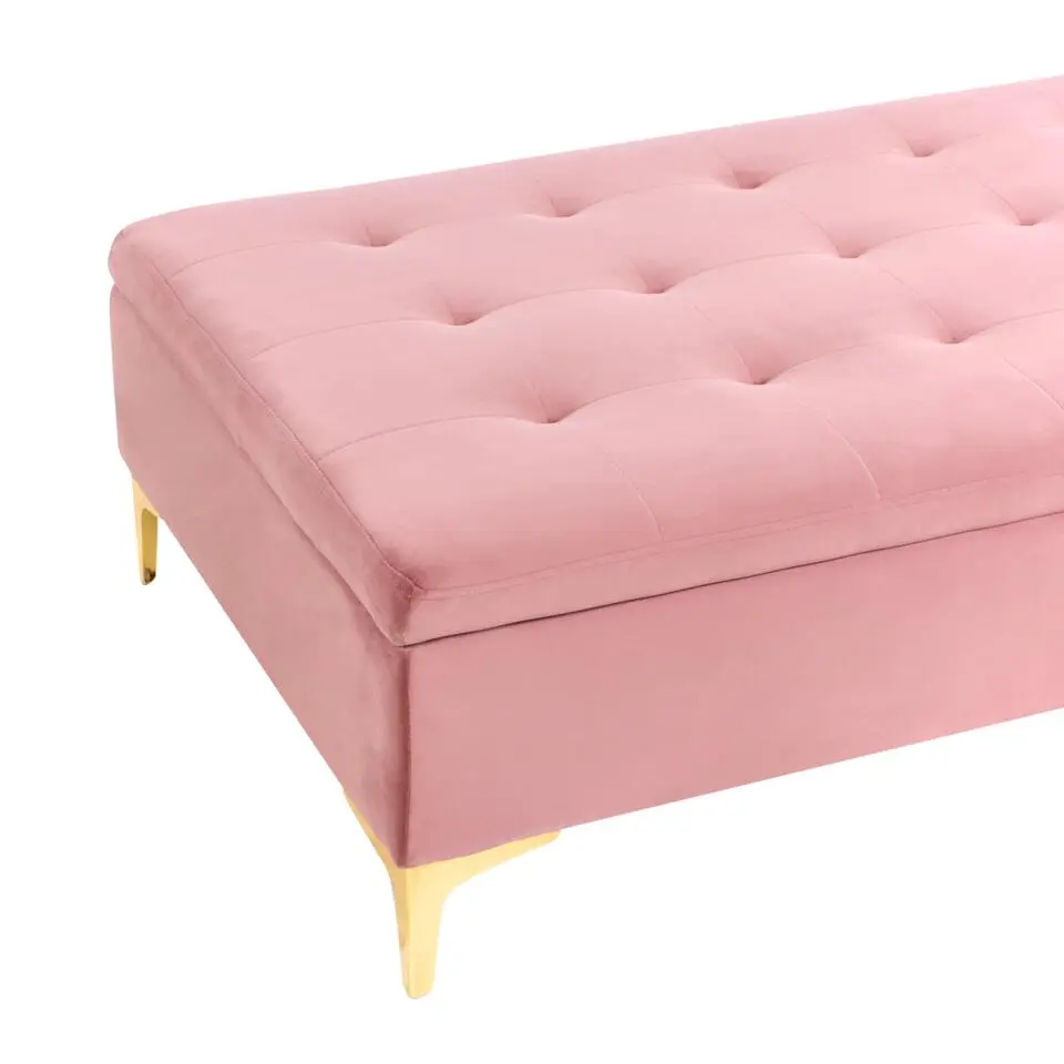 ABERDEEN - Ottomaan met opbergruimte - Roze - Fluweel