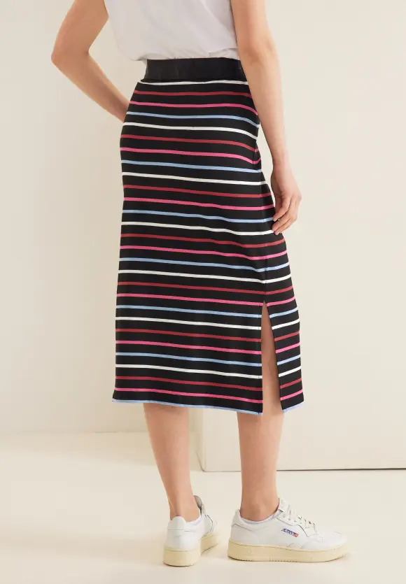 Multicolor Streifen Midirock - Black