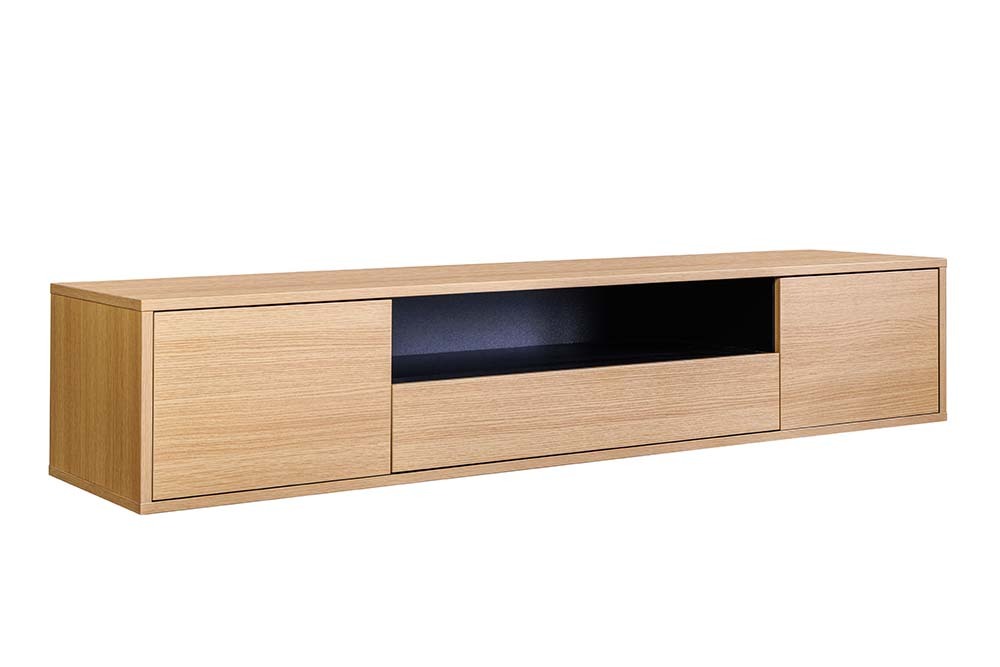 Hängendes TV-Board LOFT 150cm natur schwarz fünf Fächer mit Schublade