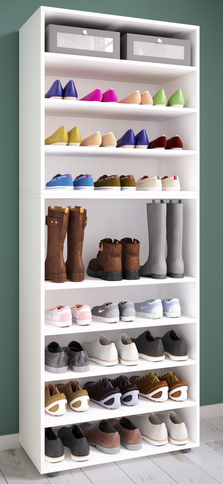 Schuhregal LONA XXL - weiß - 9 Fächer - 70 cm