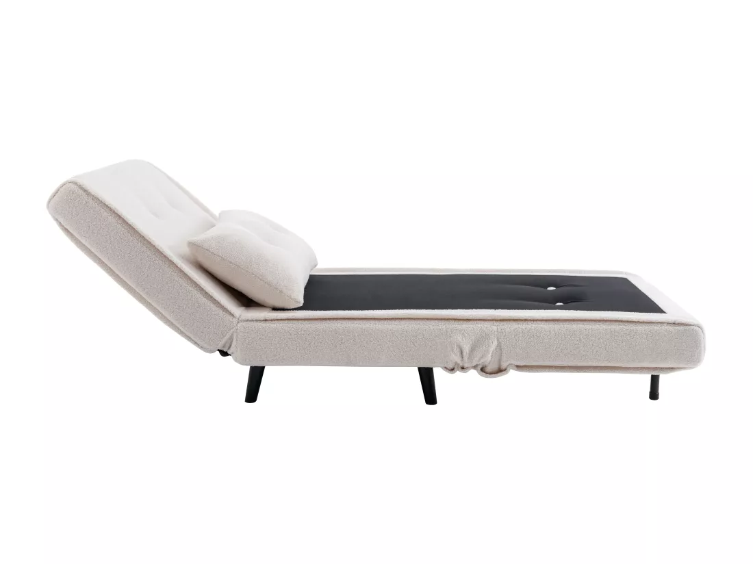 Fauteuil convertible en tissu bouclette ivoire URIBIA