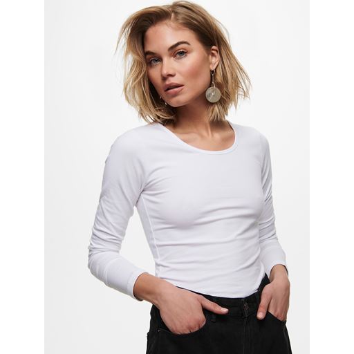 ONLY Live Love Langærmet T-shirt, White, L