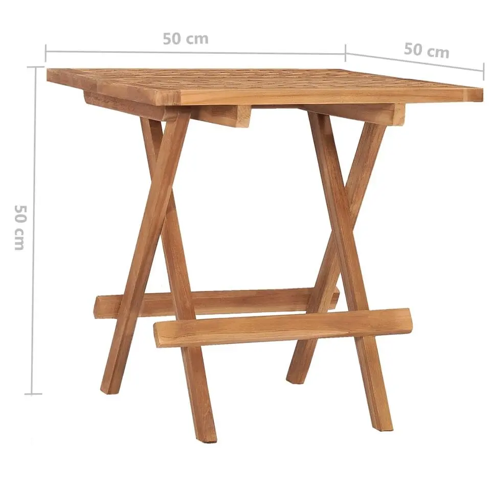 vidaXL - Tuintafel inklapbaar - Bruin - Massief teakhout - 50x50x50 cm