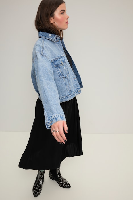 Jeansjacke, oversized, Hemdkragen, Brusttaschen