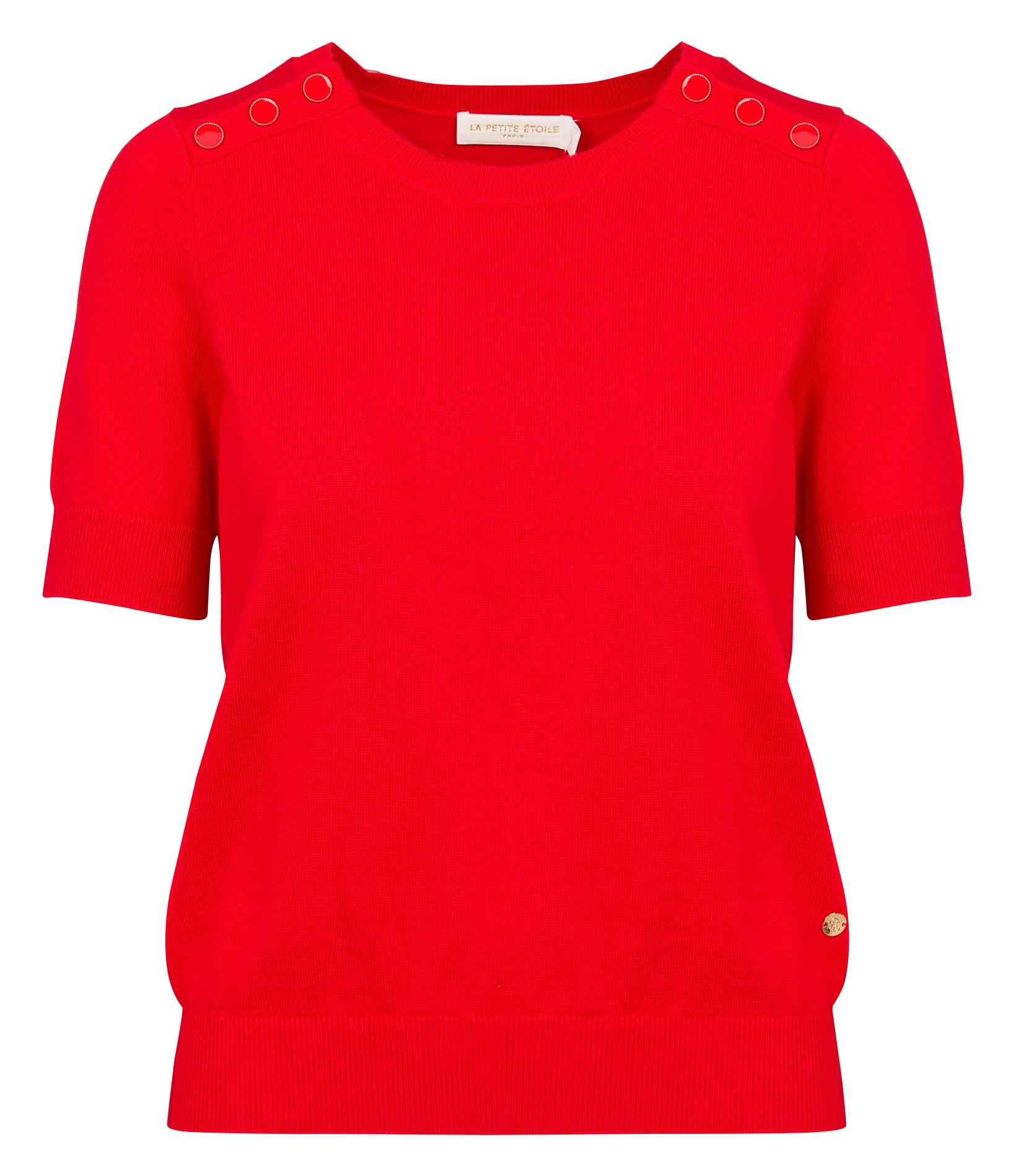 MAYA - Pull droit manches courtes en coton| Rouge
