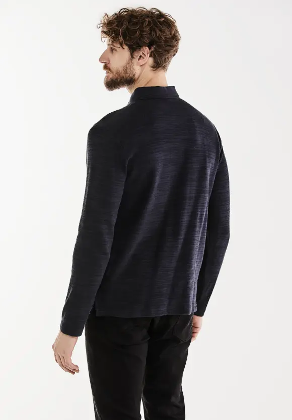 Winterslub Polo Langarmshirt - nightshadow blue