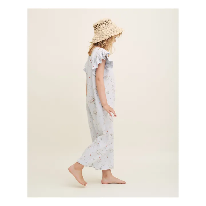 garbo&friends Combinaison Fleurie Mousseline de Coton | Bleu ciel