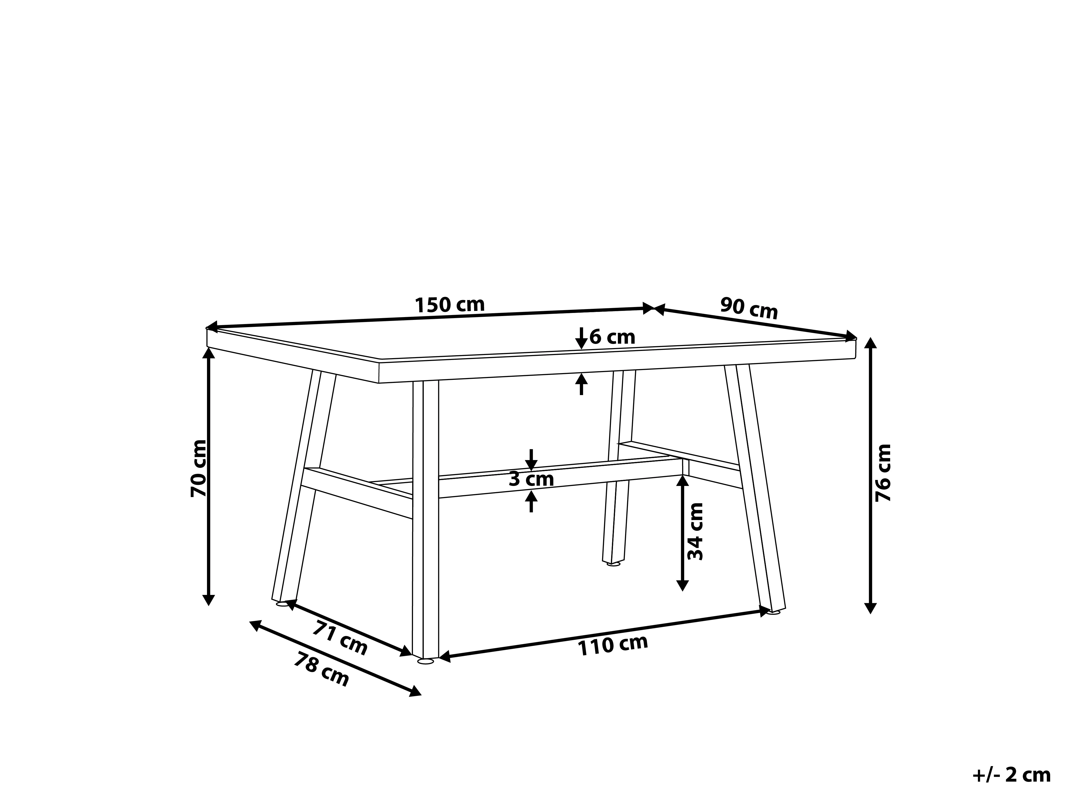 Tuin eettafel CANETTO 150 cm 90 cm Glas Zwart